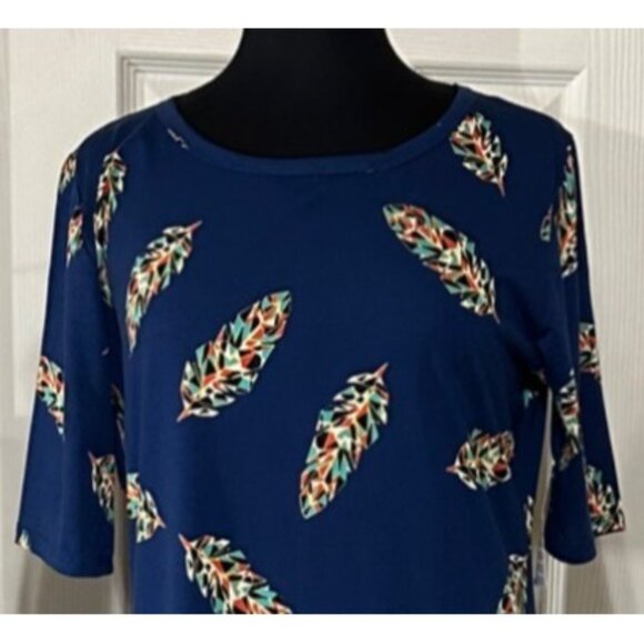 Women's LuLaRoe Julia Midi Shift Dress Leaf Pattern Polyester Blend Size XL-NWT - Picture 5 of 16